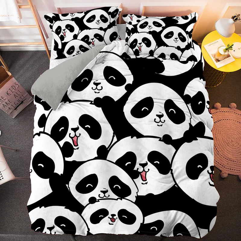Комплект постельного белья 2/3 шт. с рисунком панды | Дом и сад