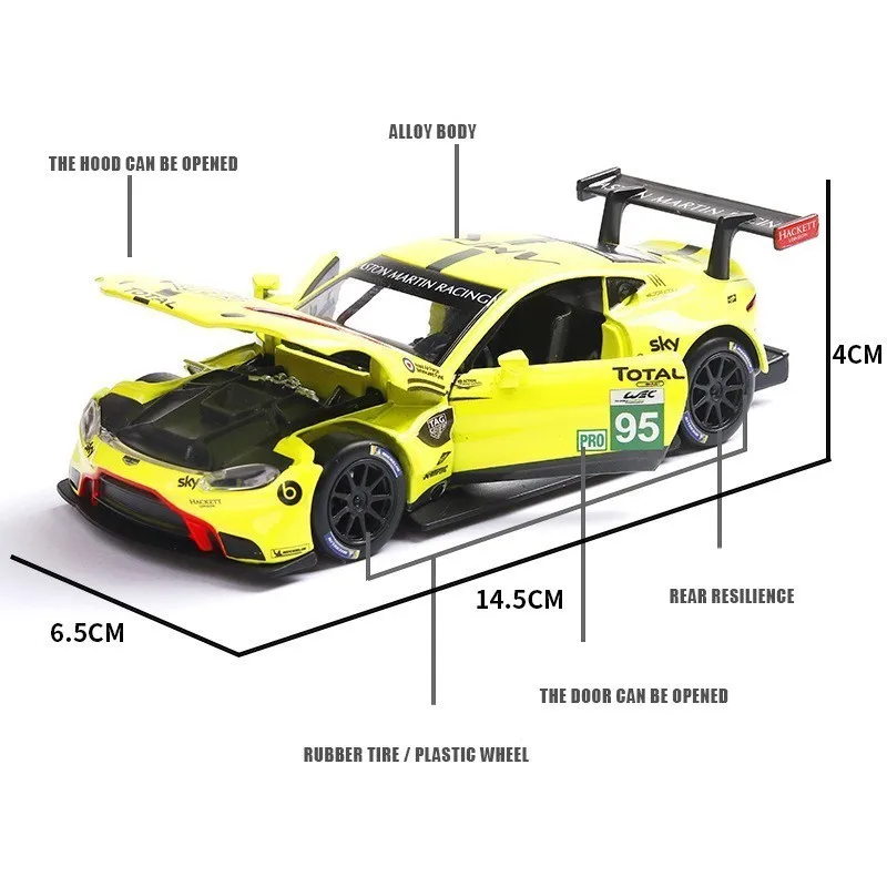 1:32 Aston Martin литье под давлением металлическая модель Vantage GTE Le Mans звуковой светильник гоночный автомобиль вытяните назад Коллекция игрушек для детей HotWheelin