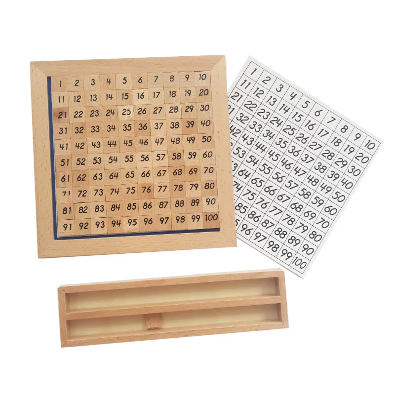 Treeyear Montessori-bloques de conteo de madera para ni&ntilde;os, puzles de bloques de matem&aacute;ticas, 1-100 n&uacute;meros sucesivos, juego educativo para ni&ntilde;os-3