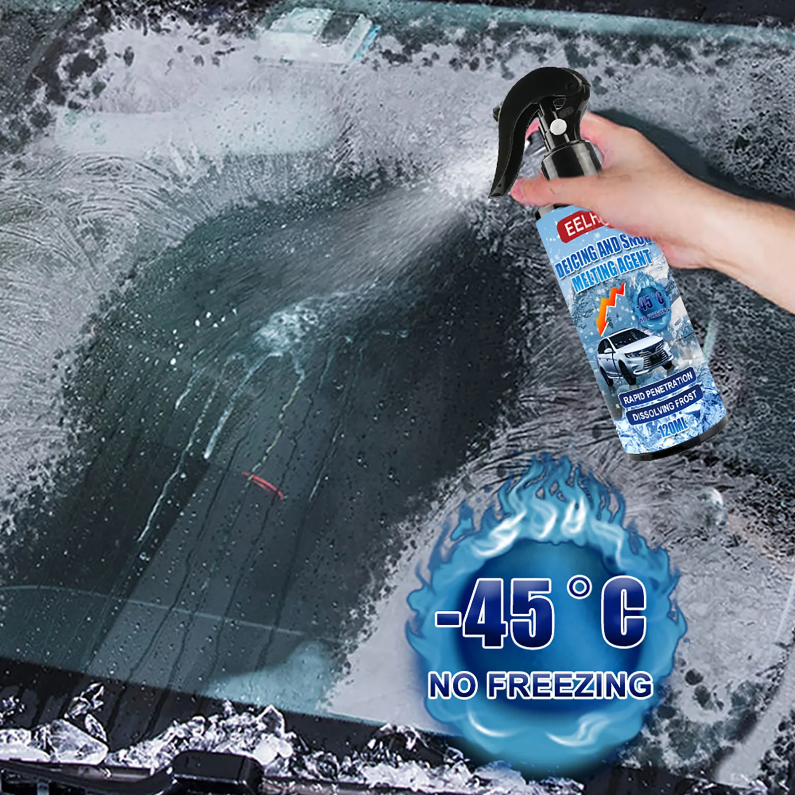 

50/100/120ml Automobile Snow Melting Deicer Antifreeze Suitable For Automobile Windshield Rearview Mirror Exhaust Pipe