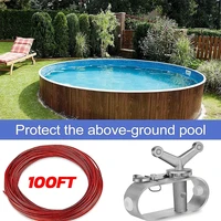 1 set winter swimming pool cover cable and winch kit 100ft plastic coated steel wire aluminum spring loaded tightener for above