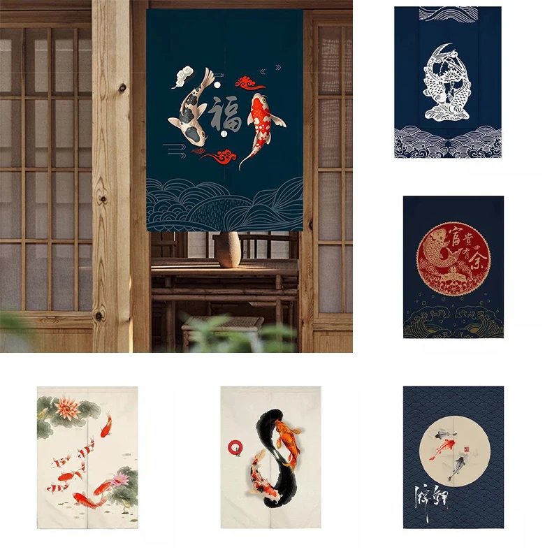 Полупанельная занавеска Koi с рисунком карпа на дверь в спальню для кухни гостиной