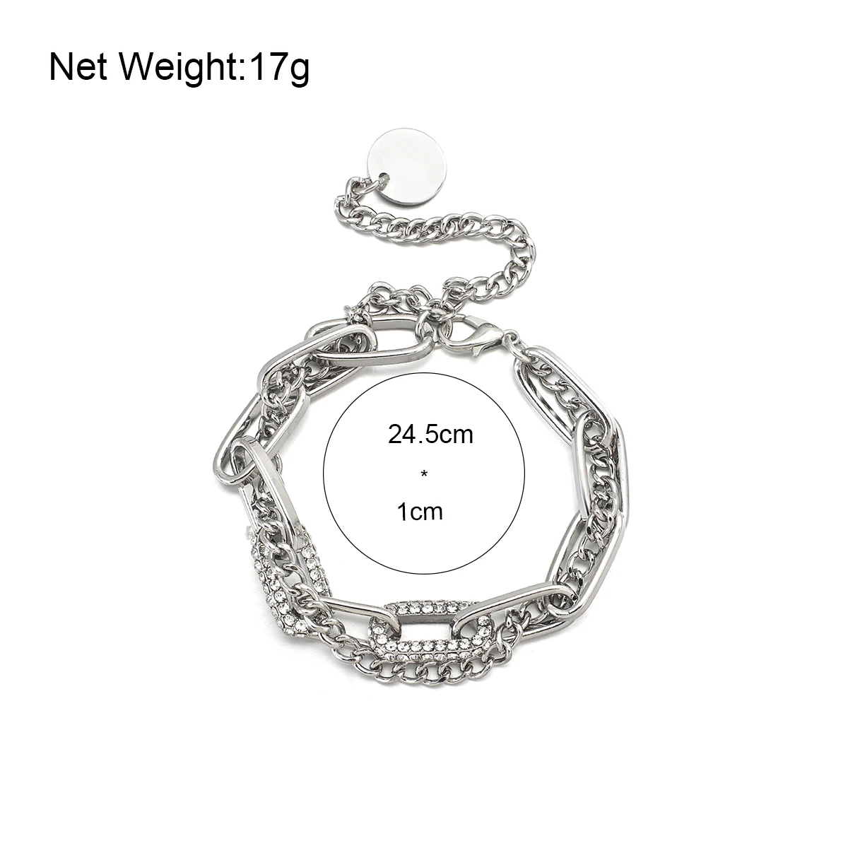 

Amorcome Punk Multilayer Rhinestone Link Chain Bracelets for Women Silver Color Metal Bracelets Crystal Party Hip Hop Jewelry