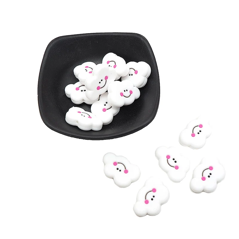 Chenkai-Cuentas de dentici&oacute;n de silicona para beb&eacute;, Mini nube sin BPA, mordedor de beb&eacute; para roedores, joyer&iacute;a de grado alimenticio, collar, regalo, 5 piezas-3