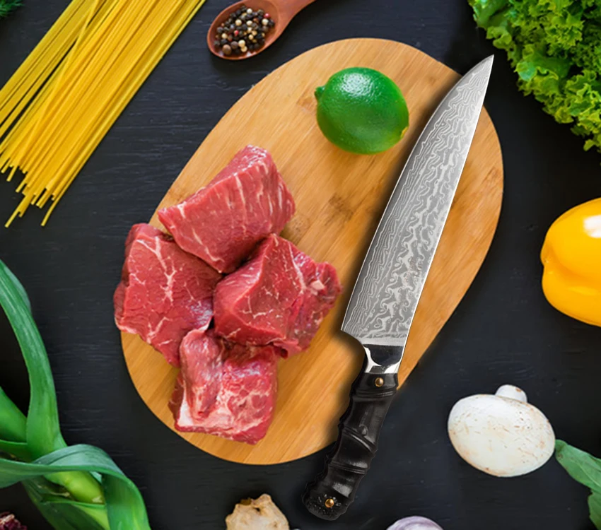 Нож шеф-повара Gyuto кухонный японский дамасский VG10 стальной нож с деревянной ручкой 8 дюймов разделочный нож филе рыбы нож для нарезки кулинарный нож 19