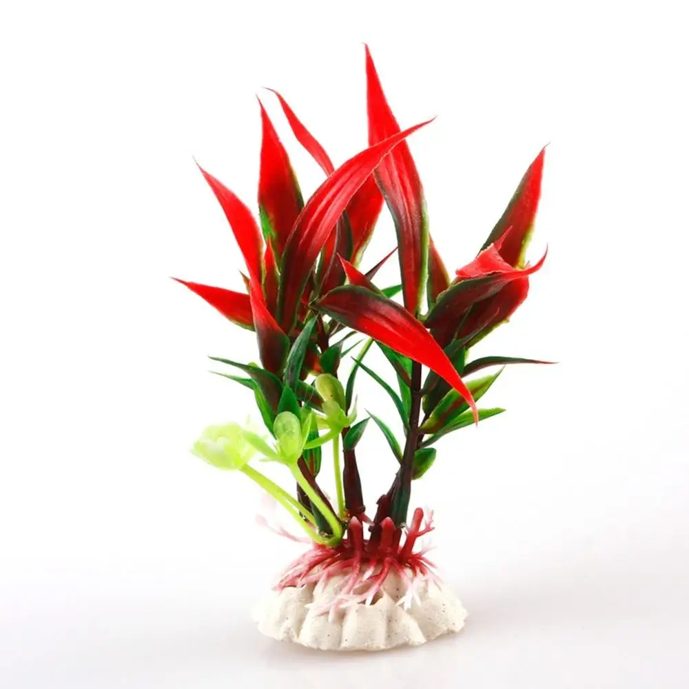 Аквариумная искусственная пластиковая трава для воды керамическая основа