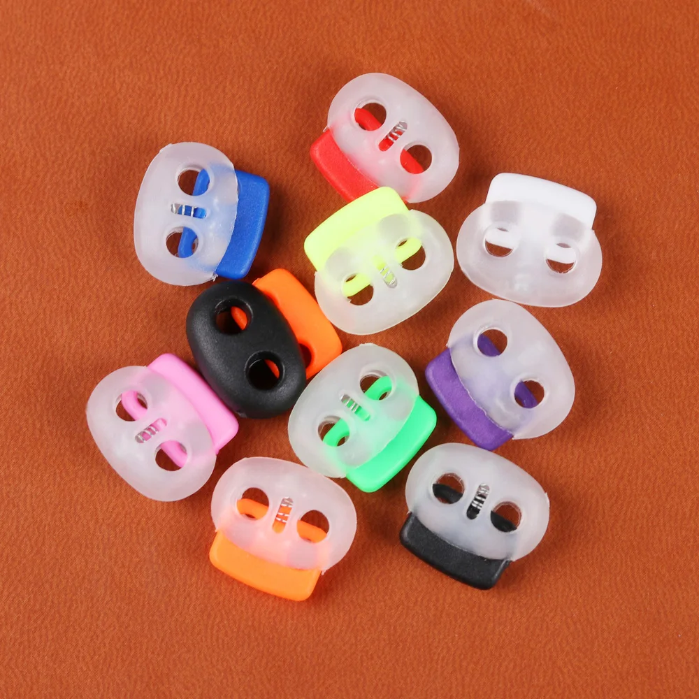 

New 10Pcs Transparent Plastic Stopper 4mm Hole Adjusting Button Cord Lock Bean Toggle Clip Sportswear Shoelace Sewing Accessorie