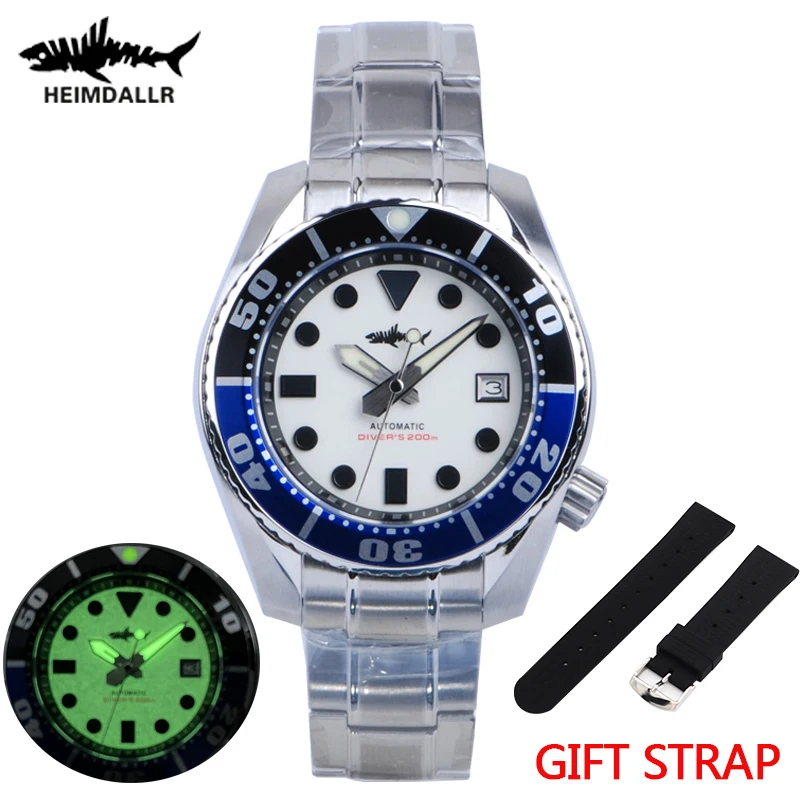 

Heimdallr Men's Diver Watch MM200 Sapphire Stainless Steel NH35 Automatic Movement 20Bar Water Resistant Full C3 Green Luminous