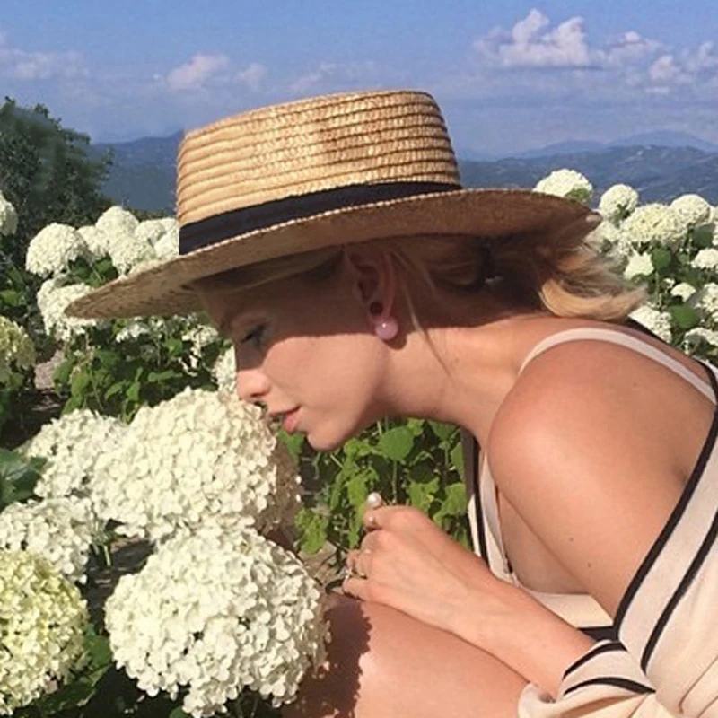 Соломенная шляпа в Корейском стиле с милым бантом соломенная плоским верхом