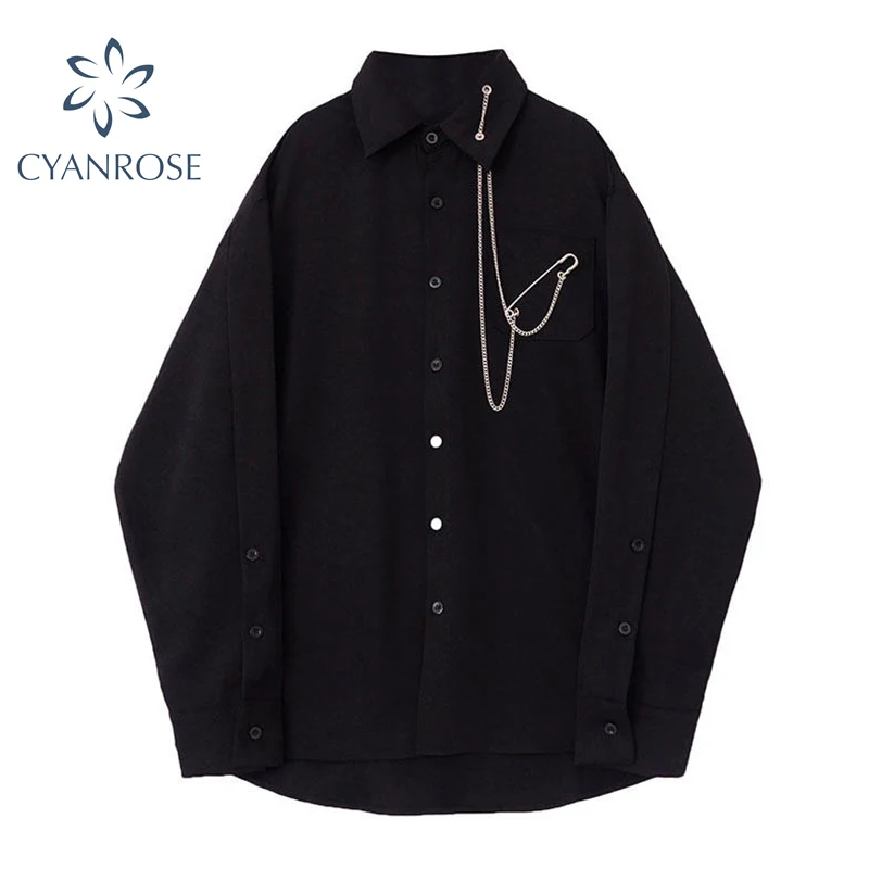 Блузка женская оверсайз в стиле Харадзюку Готическая панк с длинным рукавом