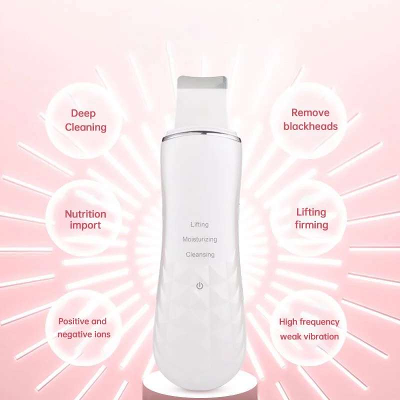 

Ultrasonic Skin Scrubber Vibration Face Cleaner Blackhead Remover Facial Scrubber Shovel Clean Cavitation Peeling For Adults