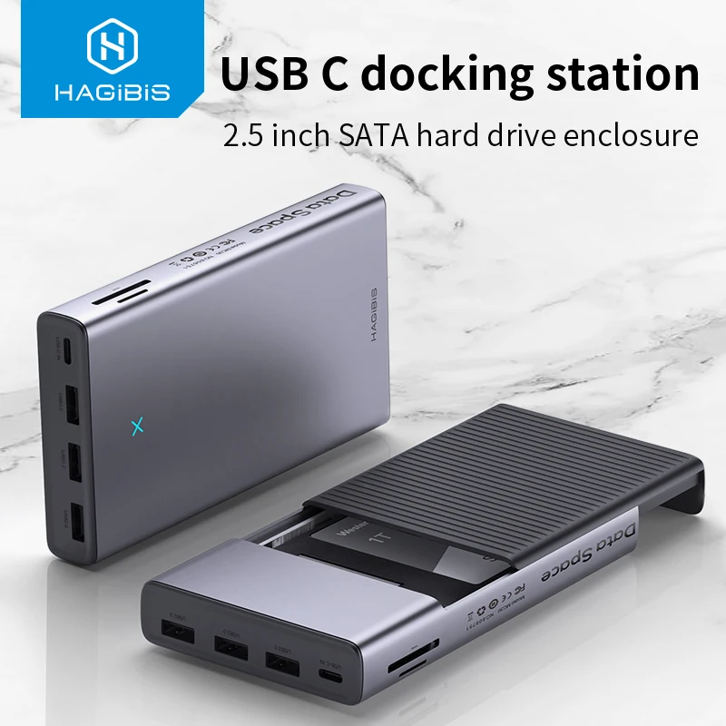 Хагбис USB C концентратор с корпусом жесткого диска 2 5 SATA к 3 0 Type адаптер для