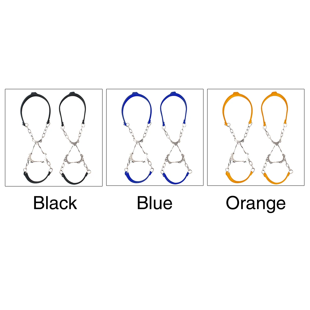 

1pair Ice Gripper Hiking Cleats Anti Slip Snow Outdoor Sports Silicone Chain Climbing Crampon Winter 6 Teeth Shoe Spikes