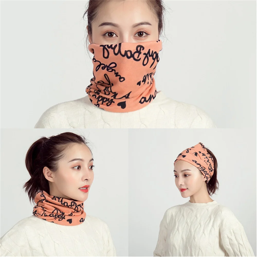 

Unisex Cotton Ring Neck Scarf Warm Face Cover 2020 Autumn Winter Soft Women Outdoor Snood Print Collar Bandana