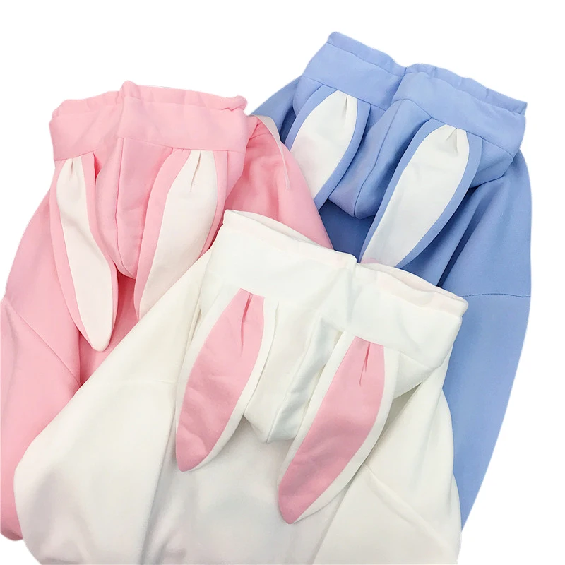 

Hoodies Women Girls Autumn Winter Student Loose Thickened Cute Korean Rabbit Ears Kawaii Long Sleeve Hooded Mujer De Moda Hoody