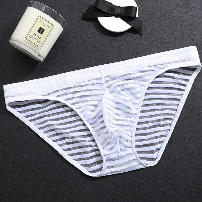 

Sexy Ice Silk Mens Briefs Transparent Panties Intimates Men Underwear Bulge Nylon Summer Super Thin