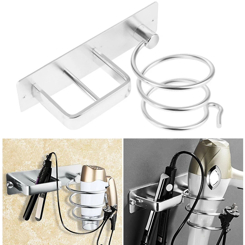 

Алюминиевая стойка для фена, органайзер, настенный кронштейн, стойка для ванной, держатель для фена, органайзер, аксессуары для ванной комна...