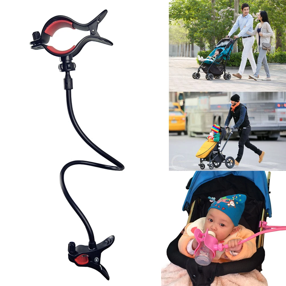 Adjustable Baby Feeding Bottle Clip Holder for Crib Stroller Long Flexible Hands-free Hose Pushchair Bed | Мать и ребенок