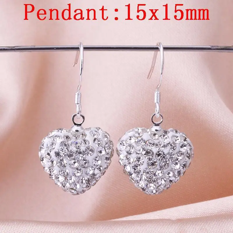 Модные ювелирные изделия хрустальное сердце 15x12 мм красные Висячие серьги для