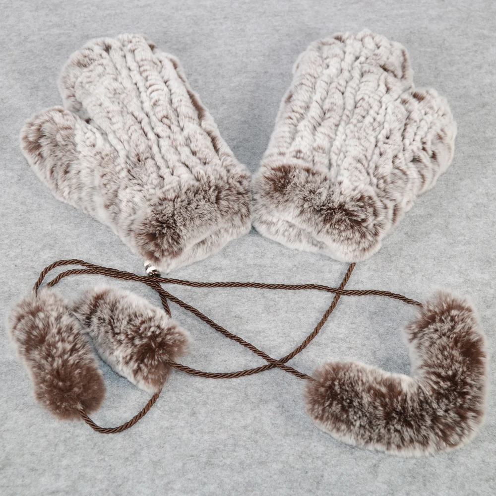 Лидер продаж зимние перчатки унисекс из натурального меха эластичные вязаные