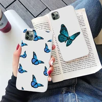 butterfly phone case white candy color for iphone 6 7 8 11 12 s mini pro x xs xr max plus
