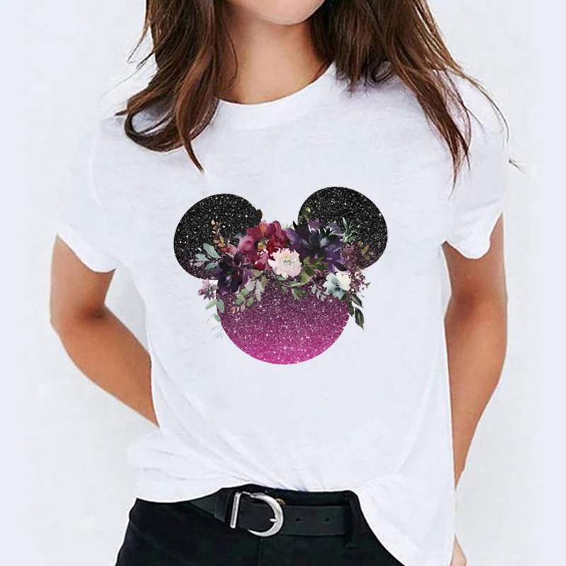 Женская леопардовая Футболка с принтом Микки милая Повседневная футболка
