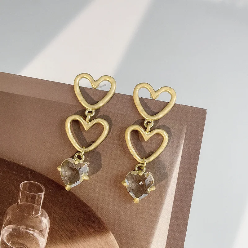 Женские французские высококачественные матовые серьги-подвески в форме сердца с