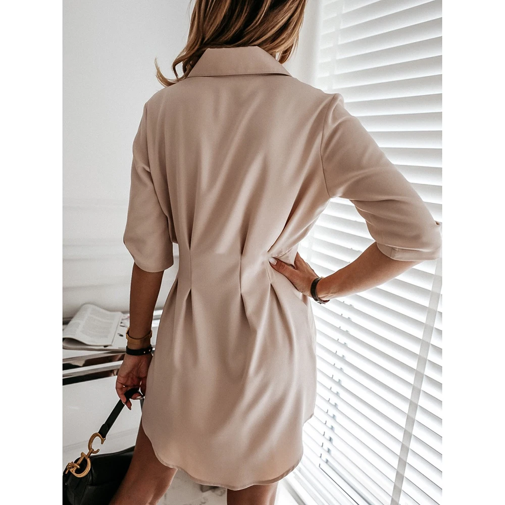 

Summer new product solid color Wan sleeve irregular button ladies shirt shirt