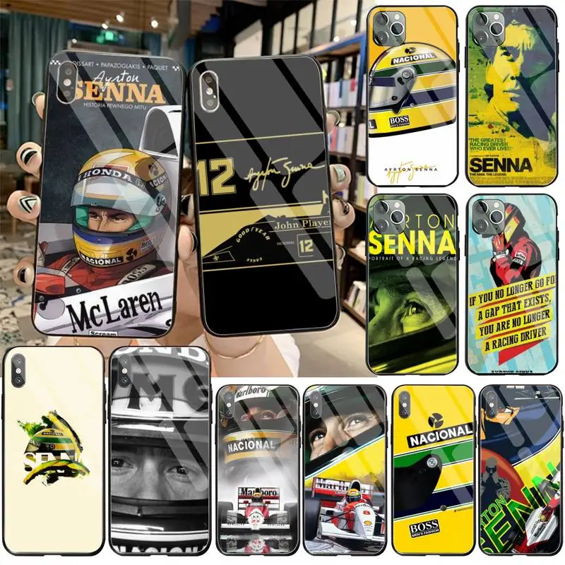 

CUTEWANAN Racing Ayrton Senna Phone Case Cover Tempered Glass For iPhone 11 Pro XR XS MAX 8 X 7 6S 6 Plus SE 2020 case