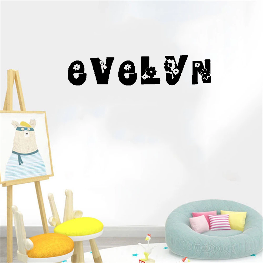 

Custom Personalised Name Wall Decal Name Flower Wall Sticker For Kids Boys Girls Bedroom Home Decor Vinyl Mural DW21603