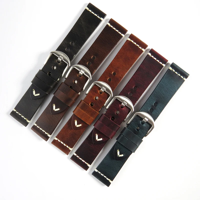 Watch Accessories Cow Leather Watch Bracelet Brown Black Vintage Wristwatch Strap Band Belt 20mm 22mm 24mm Watchband Quality