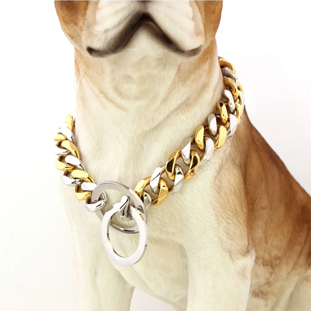 

316L Stainless Steel Dog Chain 15mm/19mm Pet Training Collar For Large Medium Dogs Customize Size Gift Jewelry
