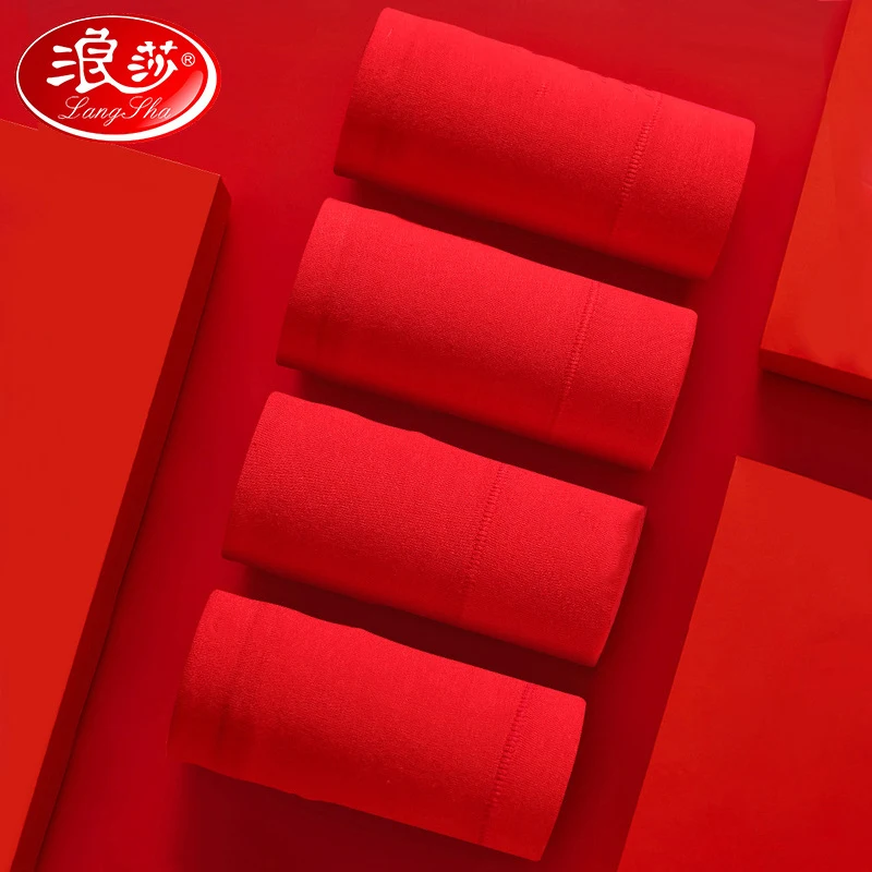 4 шт./компл. женские хлопковые трусики красные дышащие комфортные трусы новое