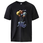 Футболка с принтом космонавта и воздушного шара, мужской топ с коротким рукавом, летняя хлопковая Спортивная футболка, 2020, Мужская брендовая футболка с круглым вырезом, Повседневная футболка для тренировок