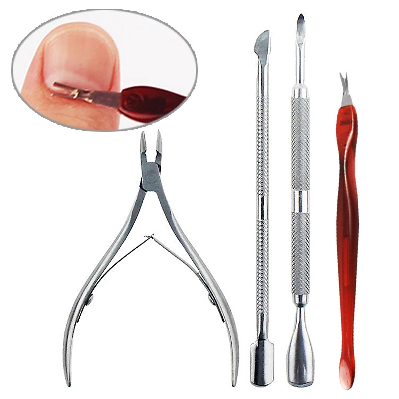 

Stainless Steel Cuticle Pusher Remover Scissors Trimmer Double Sided Finger Dead Skin Push Nail Art Manicure Pedicure Tools