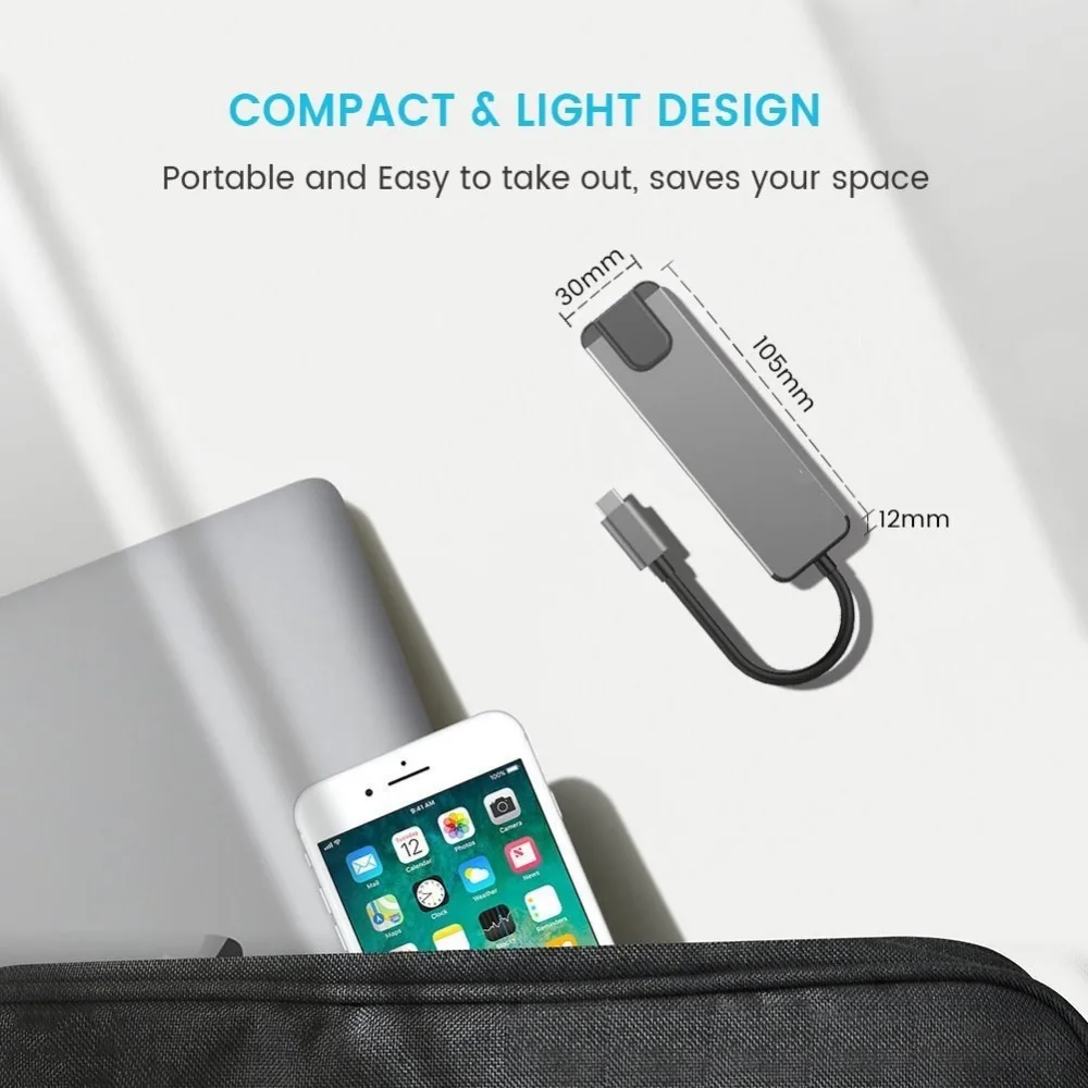 Тип C концентратор HDMI совместимость с USB до Gigabit Ethernet Rj45 сетевой адаптер для Macbook Pro