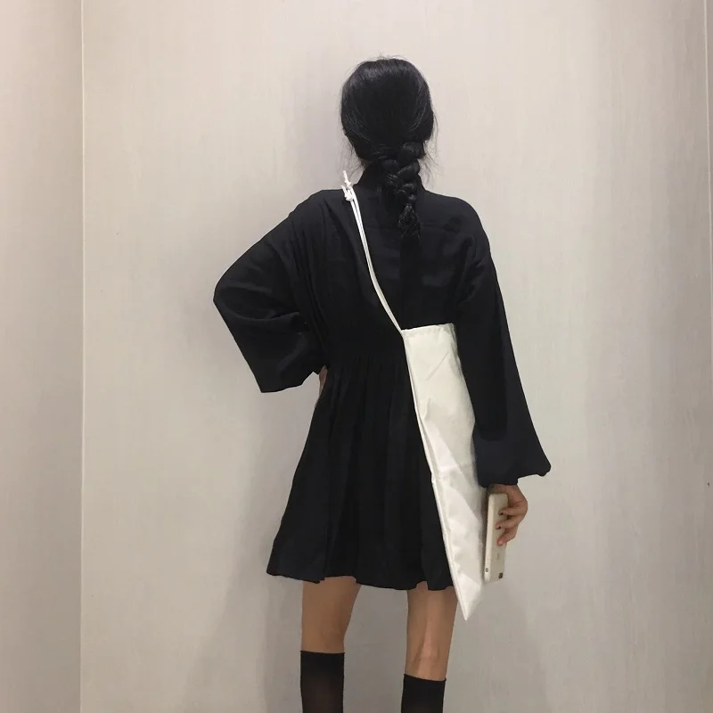 

Korean Chic Autumn Women Vintage Long Sleeve Solid Color Dress Elegant Single Breasted High Waist Casual Slim Fashion Mini Dress