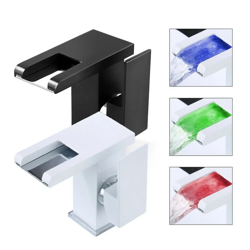

LED Luminous Tap Brass Cold And Hot Water Mixed Sink Faucet Basin Single Hole Faucet for Bathroom Kitchen Application