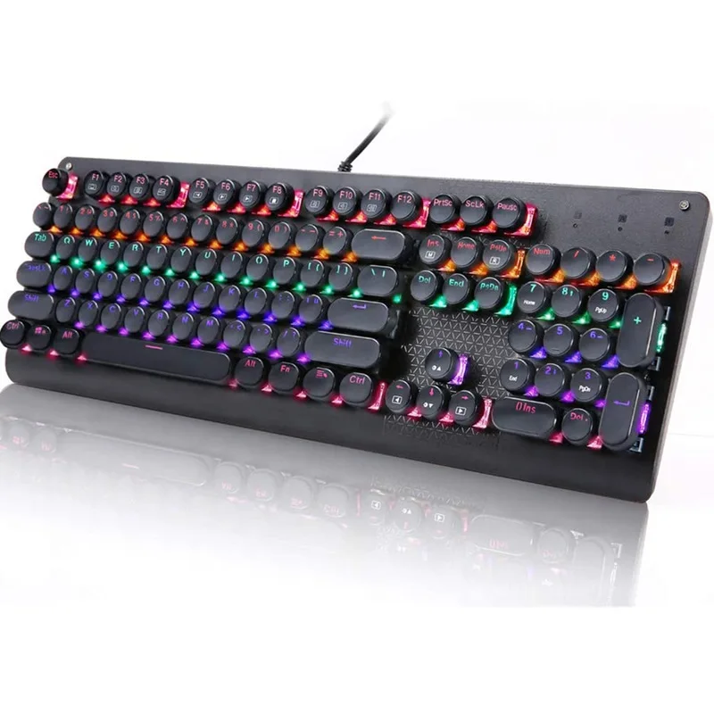 Механическая игровая клавиатура HUO JI K600 в стиле ретро 104 клавиш Светодиодный