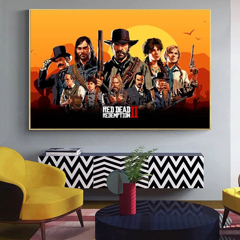 

Movie Posters Red Dead Redemption 2 Canvas Paintings Posters and Prints Wall Art Pictures Cuadros Home Decoration Room Decor
