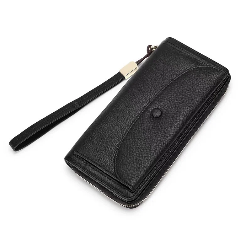 

Leather New Genuine Womens Wallets and Purses Casual Long Zipper Cash Pocket Large Capacity Ladies Handbags Coin Card Holder
