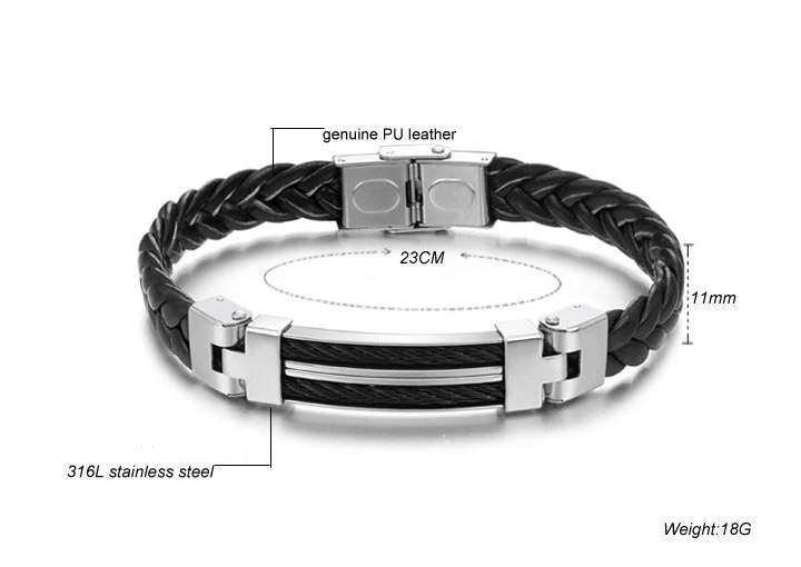 Мужской кожаный браслет из нержавеющей стали шарм модные украшения подарок для