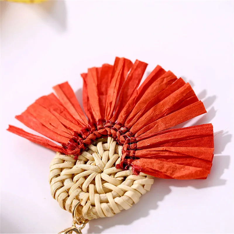 Женские Висячие серьги ALIUTOM богемные висячие из ротанга соломы с кисточками