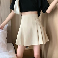 kawaii women pleated a line skirt casual korean female empire above knee skirts sweet vintage high waist mini skirt chic