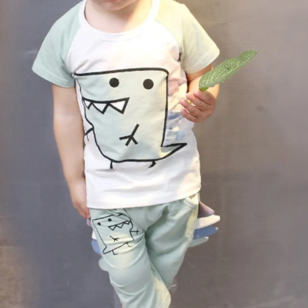 

OUTAD Baby Boy Clothes Brand Summer Kids Clothing Sets Dinosaur Printed t-shirt+pants suit For Kids Baby Hot Sale