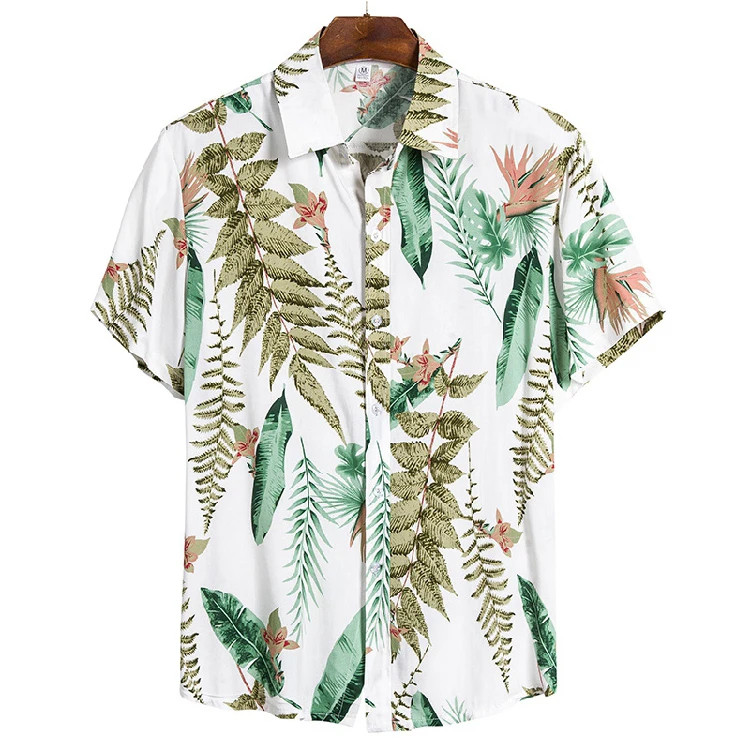 

2020 summer fashion short sleeve men beach hawaiian shirt hot sale loose style casual dress shirt men