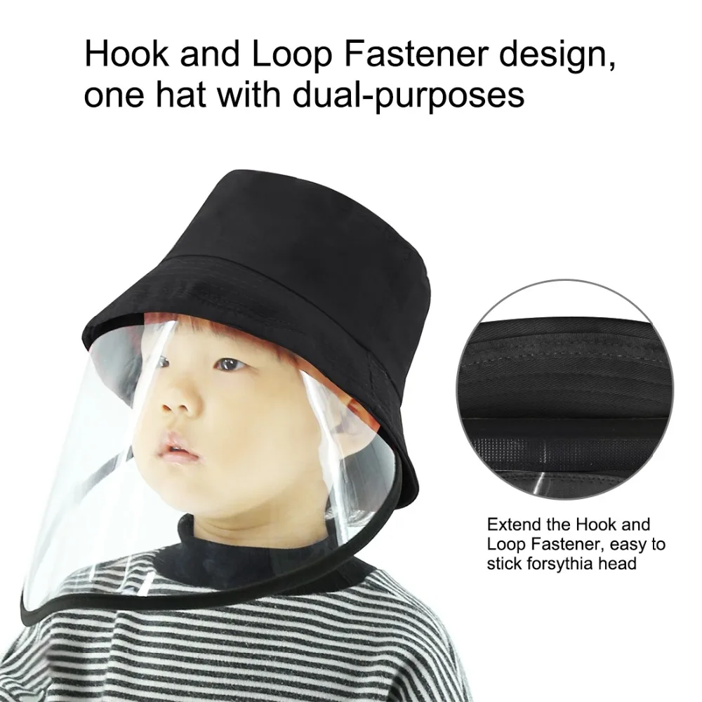 

Anti-Saliva Splash Anti-Spitting Anti-Fog Anti-Oil Protective Cap Kids Fisherman Hat Removable Face Shield Face Cover