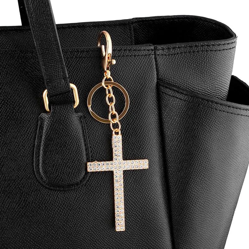 

GRAPES Crystal Key Rings Accessories For Women Men Gold Big Cross Keychains Charms For Car Bag Jewelry porte clef croix