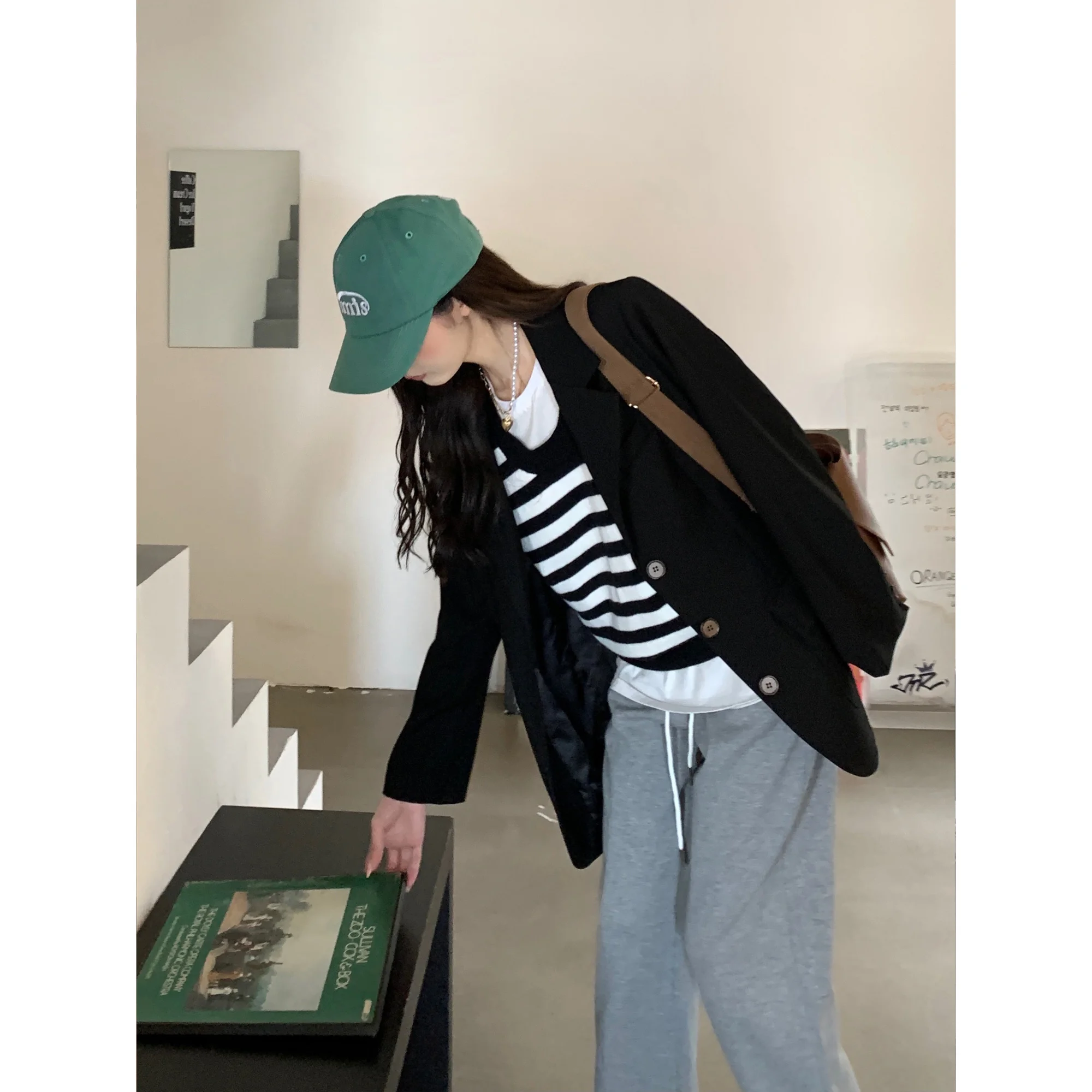 

Jackets Women Black Suit Jacket Women's Early Autumn New Design Sense Thin Loose Casual Jacket Fashion Suit