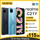 Realme C21Y 4 Гб + 64 Гб глобальная версия смартфона 13 МП AI Тройная камера Восьмиядерный процессор 6,5 ''HD большой дисплей аккумулятор 5000 мАч